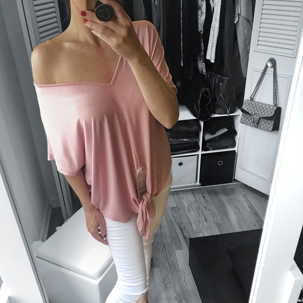 LAST 3✨Heather Gray Solid Loose Fit Tie Top - Picture 7 of 8